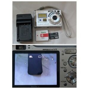 Sony Cyber-shot DSC-W80 7.2MP Digital Camera Silver Bundle 4GB Card Working